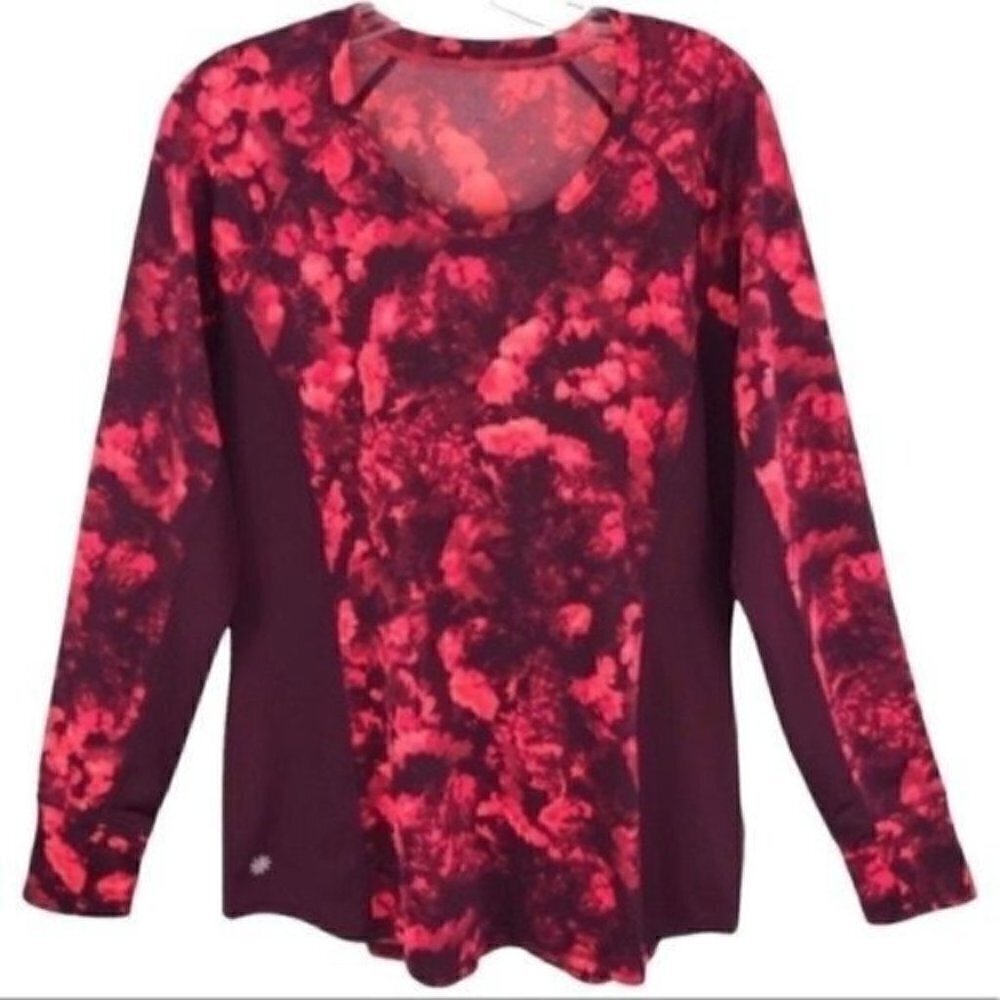 Athleta Runway long sleeve workout running top red pink size XL Style#964270